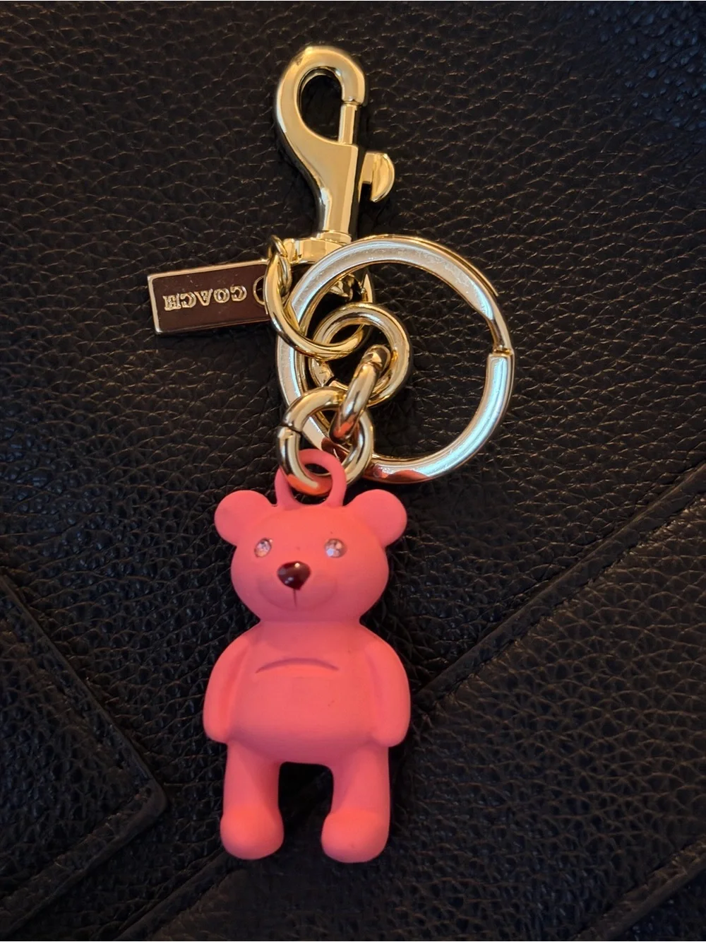 Coach Gold-Tone Keychain with Pink and Lavender Enamel Charms